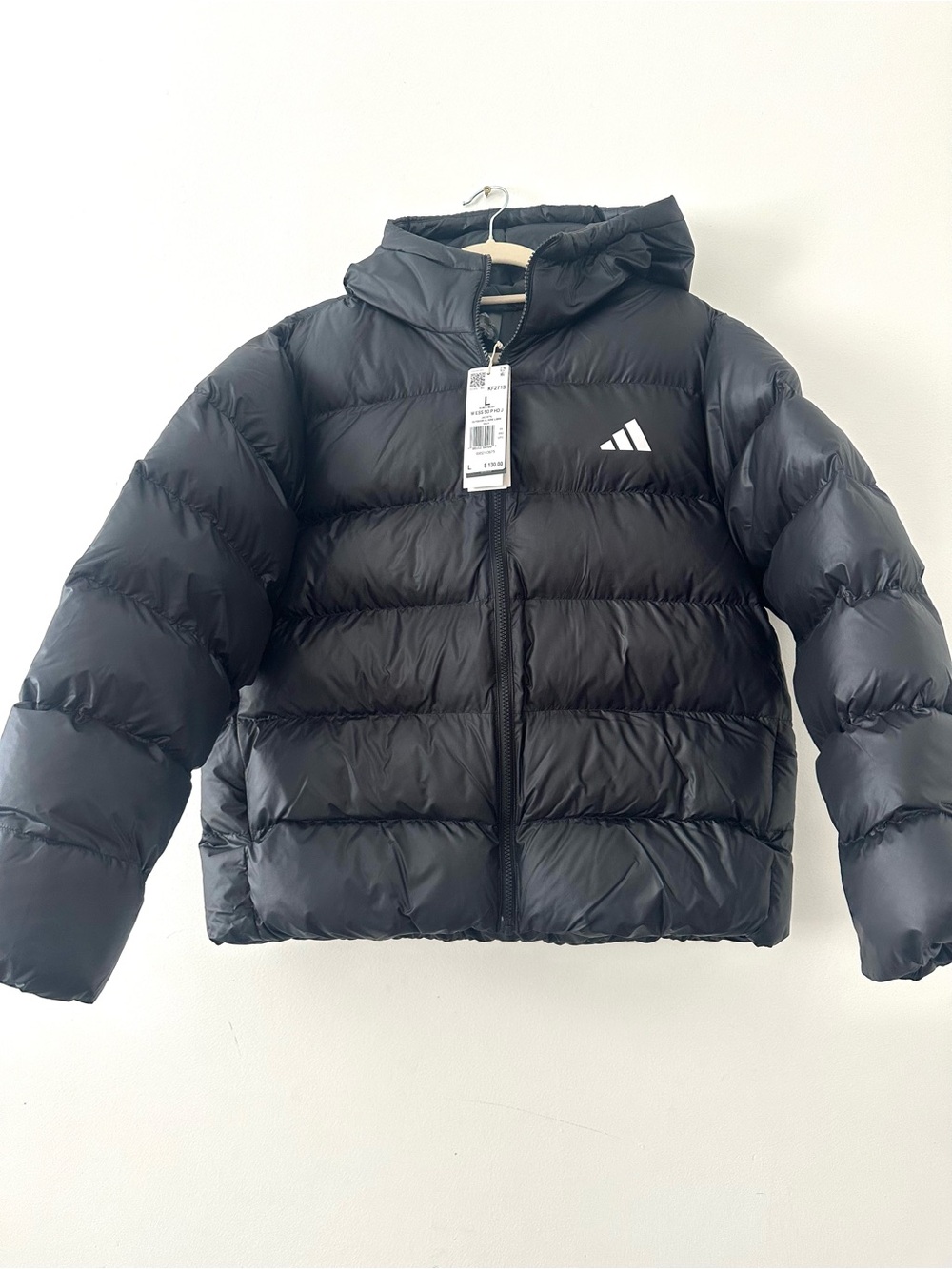 New Adidas Puffer women Jacket Black Hooded size L